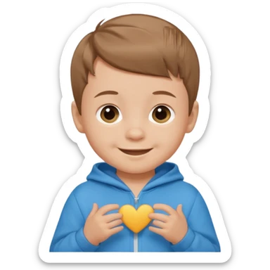 baby boy emoji, short light brown hair, wearing a onesie, smiling sticker