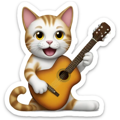 Cat playing guitar sticker