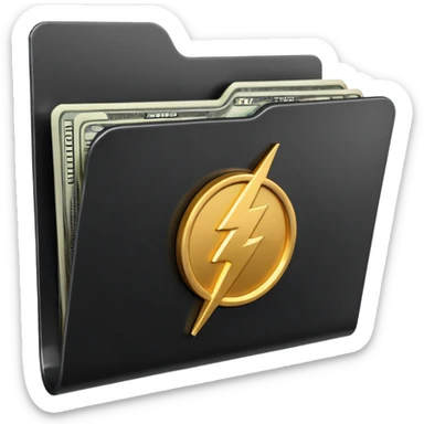 black folder flash file with a money logo
 sticker
