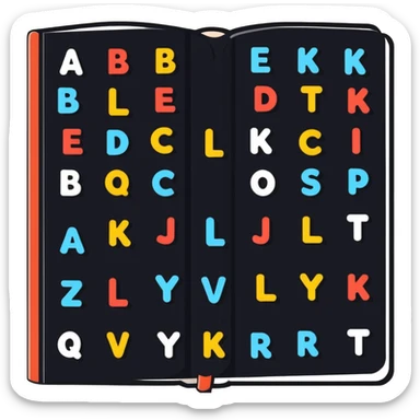 Cute English dictionary with alphabet letters sticker