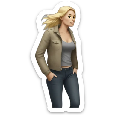 Gorilla walking a blonde woman on the street sticker