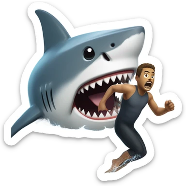 Guy getting attacked by a shark sticker