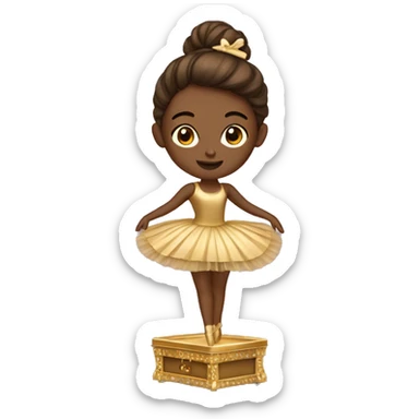  brown ballerina in a gold music box sticker