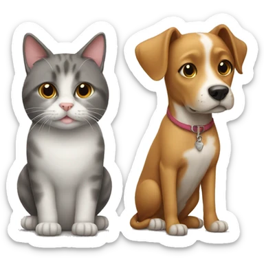 cat and dog next to each other  sticker