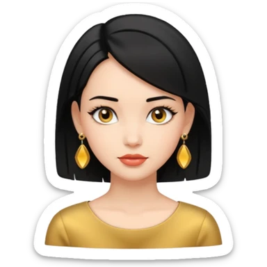 girl with bob black hairstyle and big designed earrings sticker