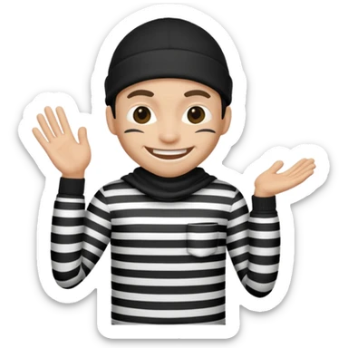 thief with black and white stripe clothes sticker
