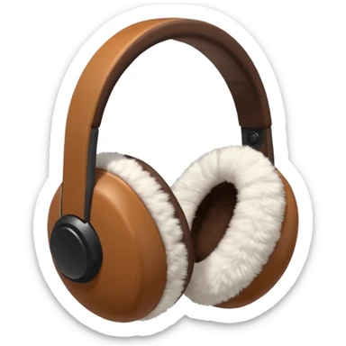 Warm brown white completely fluffy earmuffs sticker