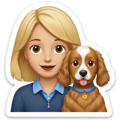 Holding my  nose to a bad smell in dog poo bag with an English golden cocker spaniel smiling at me sticker