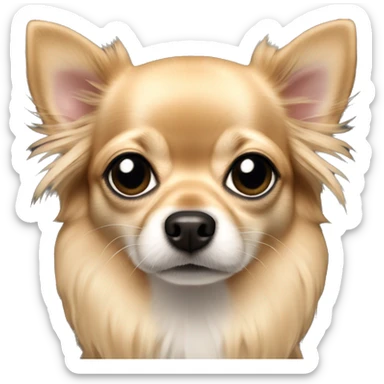 all tan long haired chihuahua with black muzzle sticker