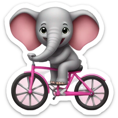 Elefante rosa en un triciclo  sticker