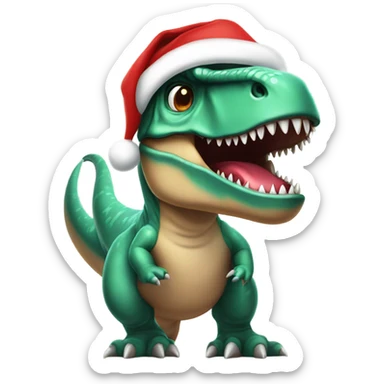 T-Rex wearing a Santa hat  sticker