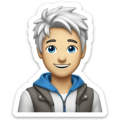 Happy youg Wolf  white blue eyes short hair sticker