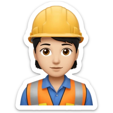Construction worker with light brown skin black hair and dark brown eyes sticker