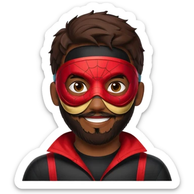 Miles Morales with beard, eye mask, low fade sticker