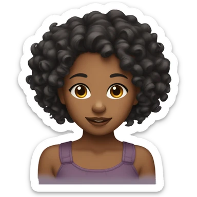 brownskin girl with curly black hair sticker