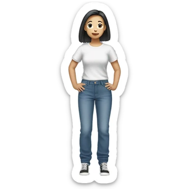 Asian girl wearing baggy jean pants  sticker
