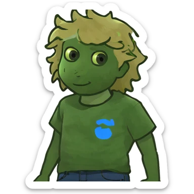 pale boy with blonde fluffy hair light brown eyes  sticker