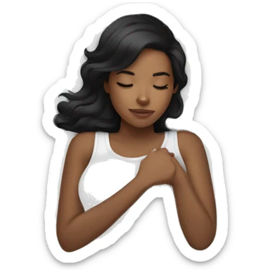 Black hair girl sleeping  sticker