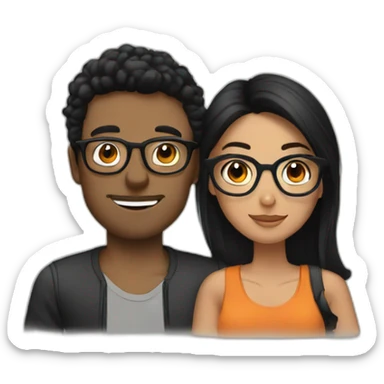 fit boyfriend with glasses and black hair with brunette girlfriend sticker