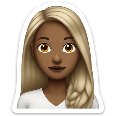 Brown girl with long hair with bald  sticker