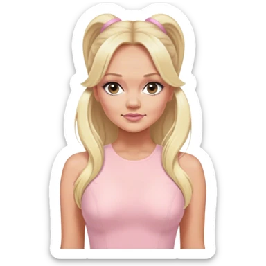 Emma bunton with long blonde ponytails wearing a light pink bodycon dress sticker