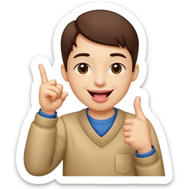 Looking satisfied and putting together your thumb and pointer finger happy tounge out sticker