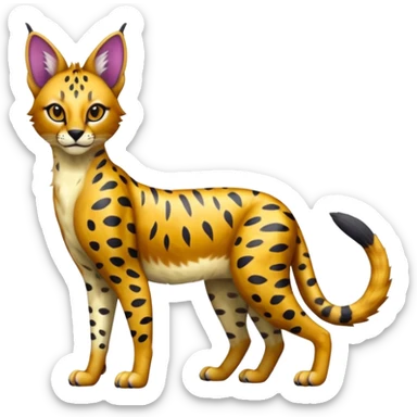 Colorful shiny Caracal-Cheetah-Serval-Trico-Sergal-Vernid-fusion-hybrid-animal-creature, dull body sticker