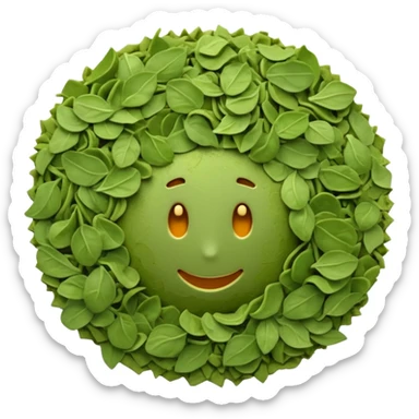 scatter of dry crumbled green flakes with curled uneven shapes and matte texture, color ranges from muted olive to dark sage, evoking sun-dried basil leaves, apple emoji style, soft lighting, subtle shadows, transparent background, emoji scale sticker