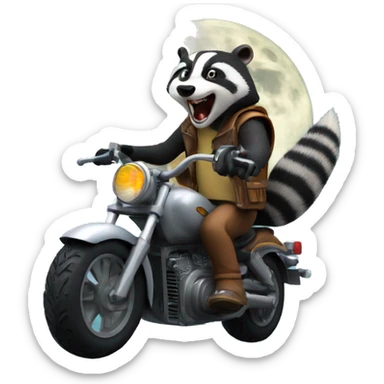 angry badger on motorbike to the moon sticker