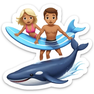 Surfing a whale with mom calling sticker