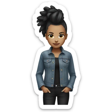 monochrome girl with black Mohawk in Denim jacket  sticker