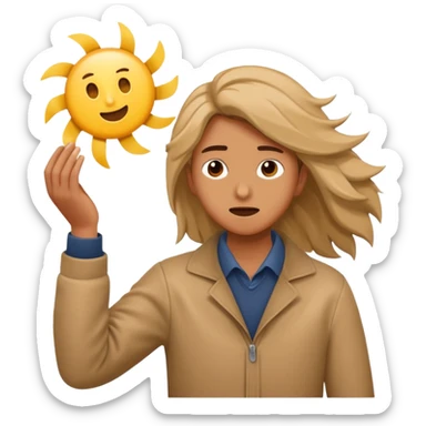 person holding onto something while being blown away sticker