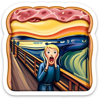 Edvard munch scream with SPAM MEAT landscape  sticker