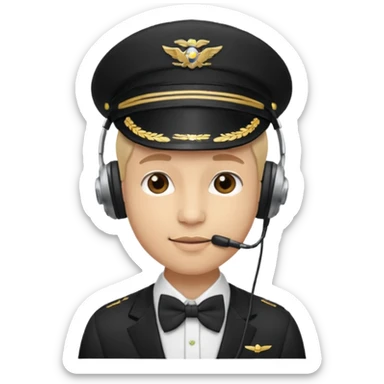 headphones, hat, and bowties pilot sticker