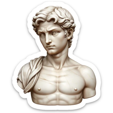 Cinematic Realistic Michelangelo's David Sculpture Emoji, depicted as a masterful Renaissance statue with idealized proportions and a serene noble expression, rendered with lifelike marble textures and soft classical lighting that captures its timeless beauty. sticker