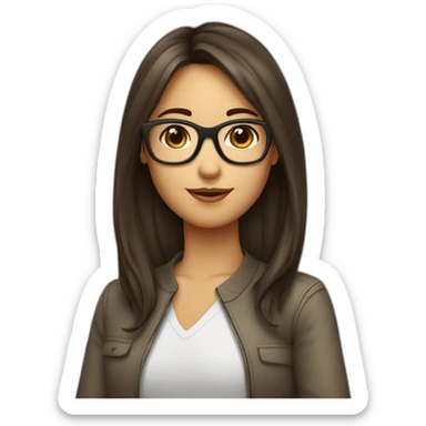 Fille brune au carré long avec des lunettes sticker