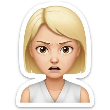angry blonde patient with cancer sticker