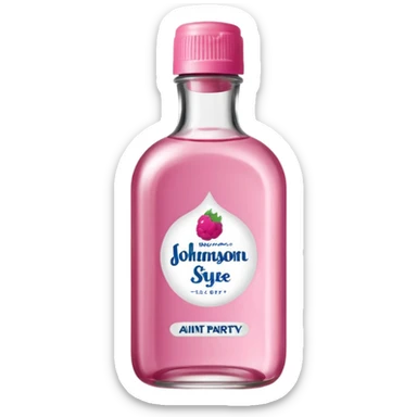 realistic Johnson and Johnson style bottle pink cap pink logo clear bottle with aint no party like a berry party written on the logo with diddy oil and a berry on top bottle sticker