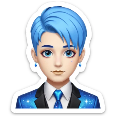 blue hair drag king fabulous makeup with glitter sticker