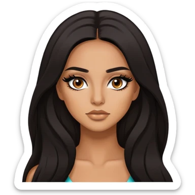 latina, baddie,pretty, brown eyes, makeup, black eyeliner, long hair sticker