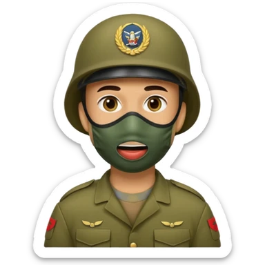 soldier with mouth masks sticker