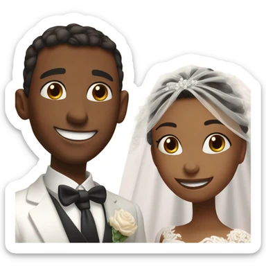 happy couple on wedding day close up sticker