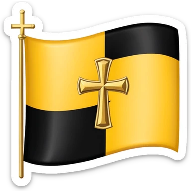 Each flag features a gold cross symbol, likely a Coptic cross, on a black and yellow background with horizontal stripes. 
 sticker
