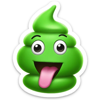 green poop with tongue smiley sticker