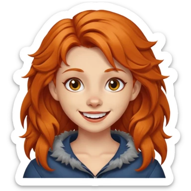 Werewolf ginger hair girl with a smile sticker