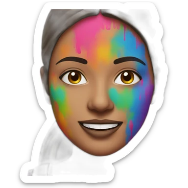 Run woman with holi coloured face sticker
