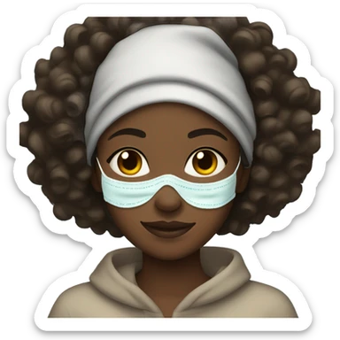 Black girl with curly hair and face mask on sticker