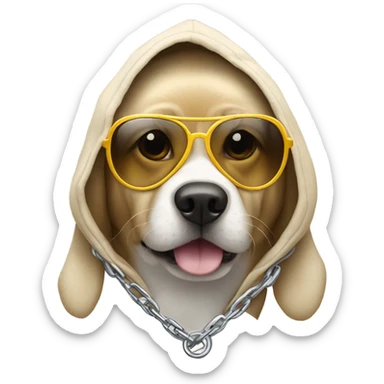 Dog with hoodie, chain, and sun glasses sticker