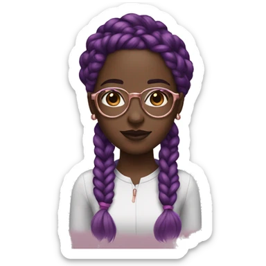 black girl with dark  purple and pink braids and rose gold glasses sticker