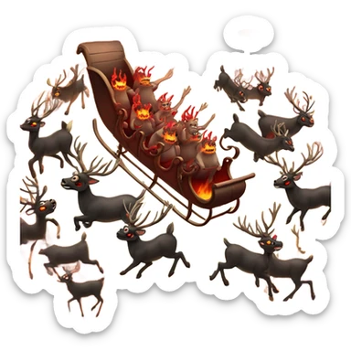 Satan’s sleigh pulled by 8 fiery reindeer  sticker